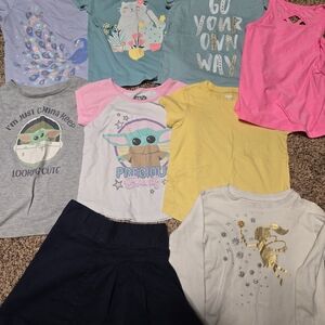 **Size 5T* Bundle of 9* 6 T-shirts, 1 Skort,1 Active TankTop, and 1 Long sleeve